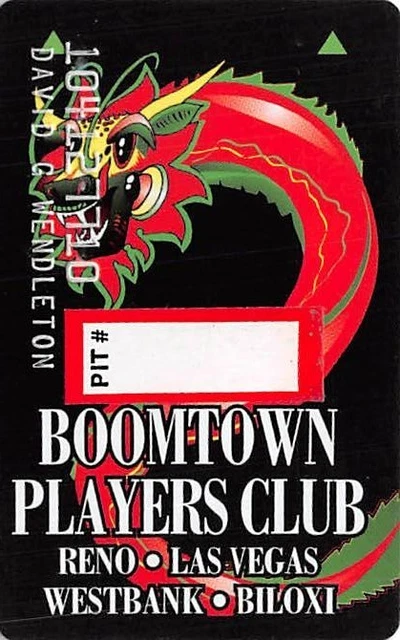 Boomtown Casino - Las Vegas, NV - RARE Special Issue Slot Card w/Pit# Sticker