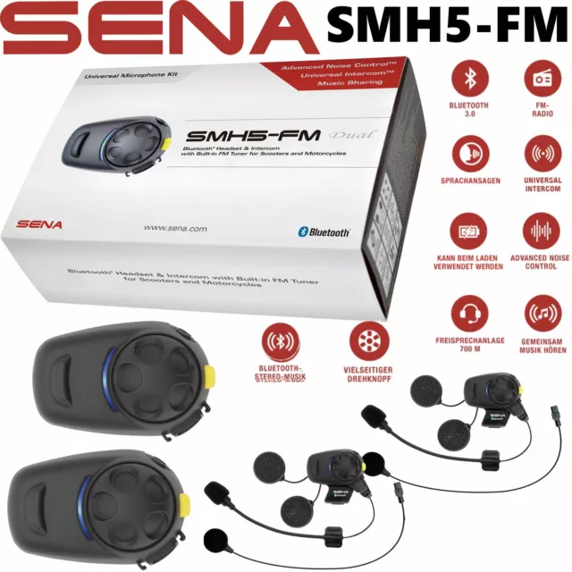 SENA SMH5-FM Motorrad Headset Doppelset Bluetooth Sprechanlage Intercom 2