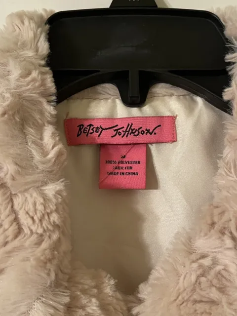 BETSEY JOHNSON CREAM White Faux Fur Coat Jacket Size M $33.33 - PicClick