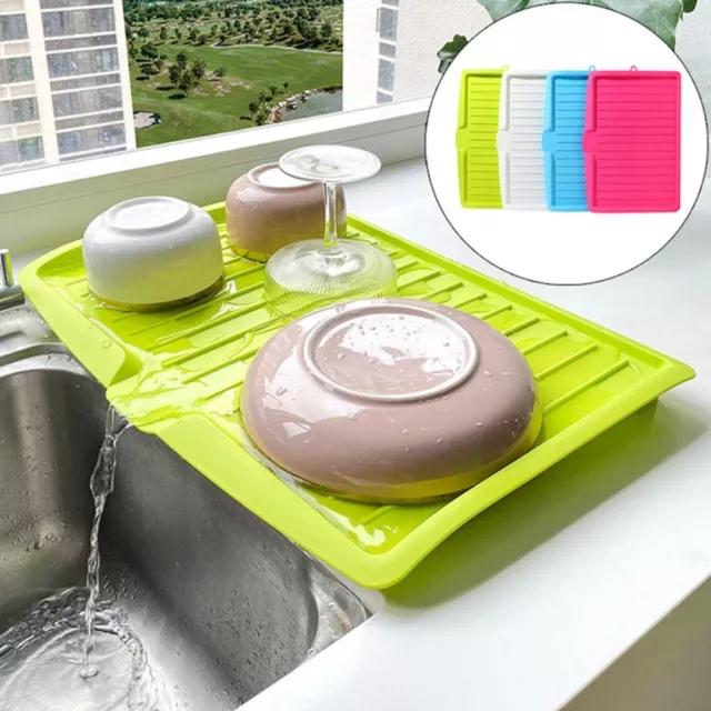 Dish Draining Rack Mat Non-Slip Plastic Drying Board Kitchen Sink Pad Tableware