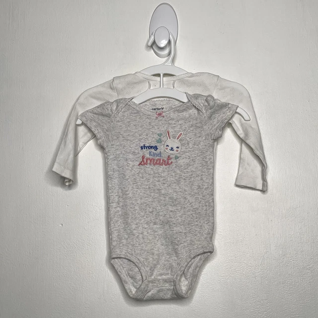 Carters Set Of 2 One Piece Bodysuits Baby Girls Size 9 M Short / Long Sleeve