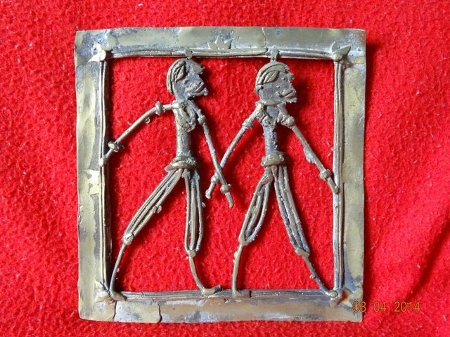 World Rare Vintage African Tribal People Liberian Hand Carved Brass Fine Art #10