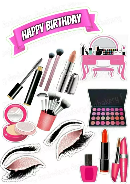 Make Up Tortenbild Aufleger Party Deko Geschenk Geburtstag Schminke essbar neu