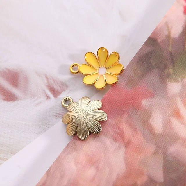 50 Stück Anhängerperlen Blumen Blumenschmuck DIY Fun Emaille Legierung