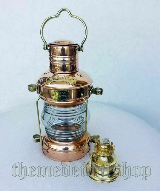 Kupfer & Messing Anker Öl Lampe Nautisch Vintage Maritim Schiff Laterne Boot