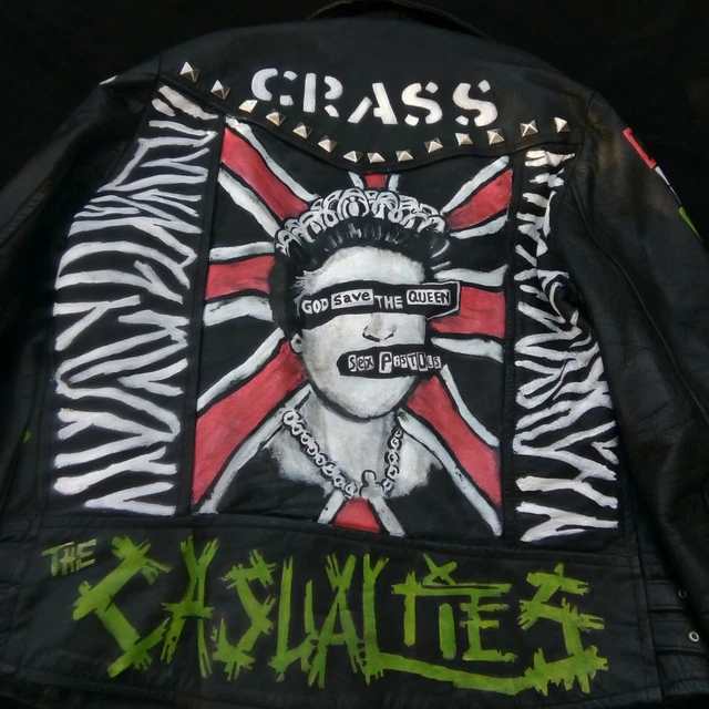 Punk leather deals jacket painted