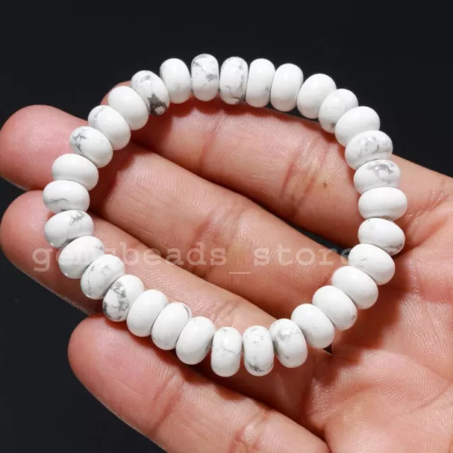 Howlite 8 MM Smooth Genuine Healing Stretch Balancing Protection Bracelet  7"