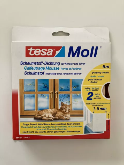 tesamoll Fensterdichtung Schaumstoff (1 x 6 m) - Profil: 15 mm x 1-5 mm