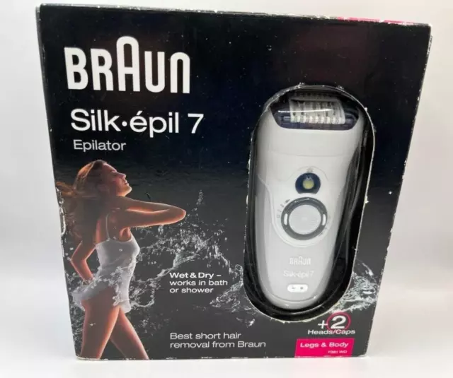 Braun Silk-épil 7 Epilator Model 7381 WD For Women Legs & Body Head caps NEW