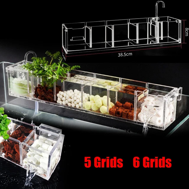 Aquarium External Filter Box Acrylic Filter Box for Circulation System 5 Grids