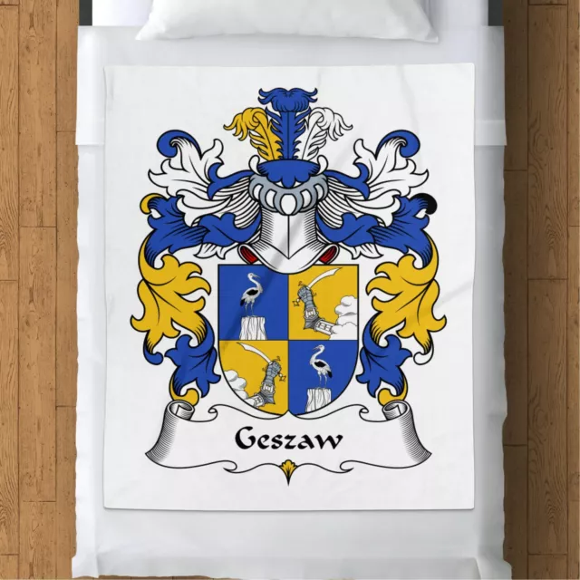 Geszaw Cozy Fleece Blanket - Polish Heraldic Shield Design Throw
