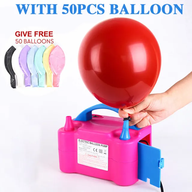 Electric Balloon Pump Ballon Inflator 600W Power 2 Nozzles Portable 50 Ballons