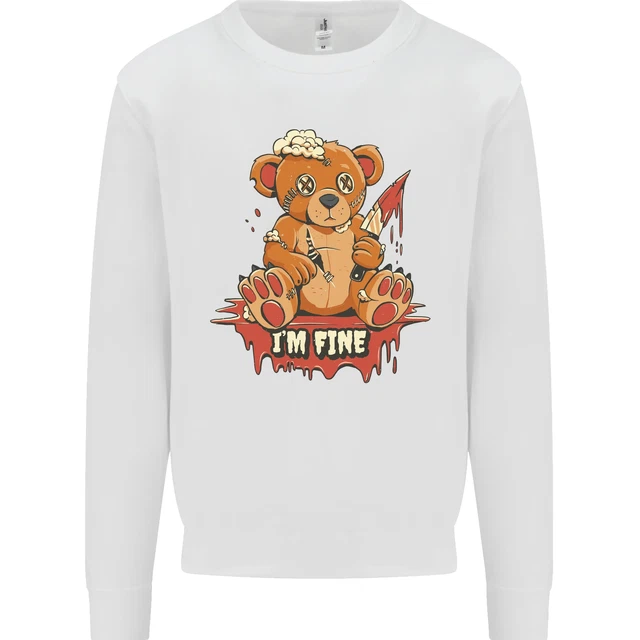 Zombie Teddy Bear Halloween Gothic Murder Mens Sweatshirt Jumper