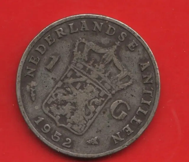 Netherland Antillen 1 Gulden 1952  Silver