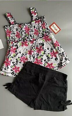 Girls summer pink floral smock top with shorts outfit set new with tags 4 years