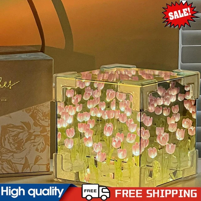 TULIP CUBE MIRROR Lamp Handmade DIY Flower Tulip Cloud Lamp for Women