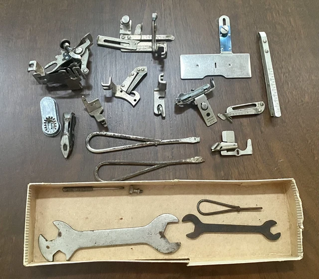 VINTAGE MIXED BOX OF SINGER, SIMANCO & CREST SEWING MACHINE PARTS 19 Pcs VINTAGE MIXED BOX OF SINGER, SIMANCO & CREST SEWING MACHINE PARTS 19 Pcs