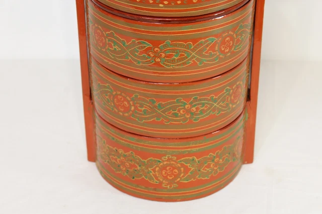 Betel Nut Box Lacquerware Carrying Container Box #7 Large Multi Color Designs 3