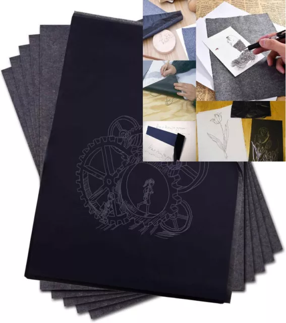 YINETTECH - Set di 100 Fogli Carta da Disegno in Carbonio Nero, Formato...