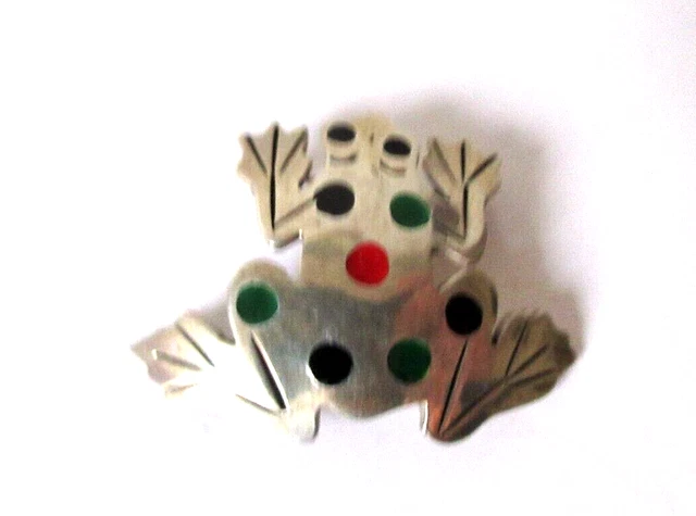 Broche Vintage En Argent 925 Et émaux - Grenouille Du Mexique (Taxco), Années 1960