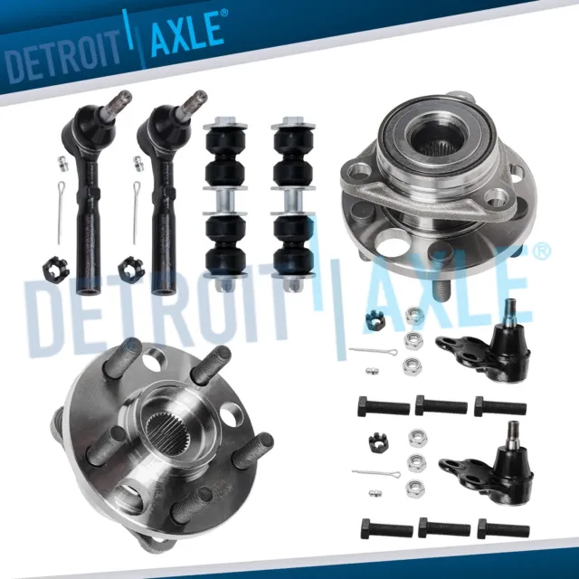 8pc Front Wheel Hub Bearing + Tie Rod + Lower Ball Joint + Sway Bar for Sunfire
