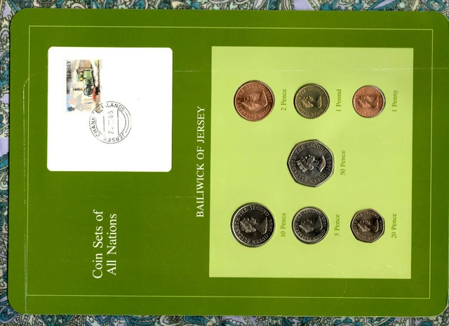Coin Sets of All Nations Jersey 1984-1985 UNC £1 1985 St Clement 25K Mint