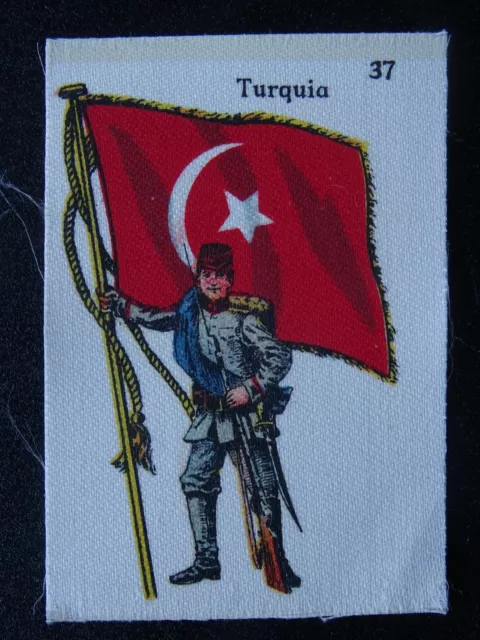 No.37 TURQUIA TURKEY Flag & Soldiers (Silk) by La Favorita (Canary Islands) 1915