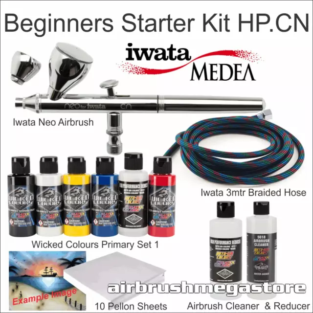 Beginner Airbrush Kit Iwata HP.CN + Paints + Free Insured Post