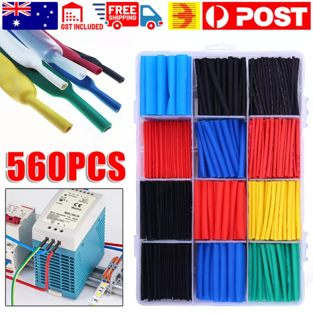 560 pcs Heat Shrink Tubing Assortment Tube Wire Cable Insulation Sleeving Set AU