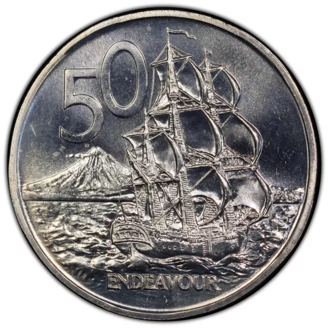 New Zealand 1985 Fifty Cents 50c (HMS Endeavour) - PCGS MS67 (46806766)