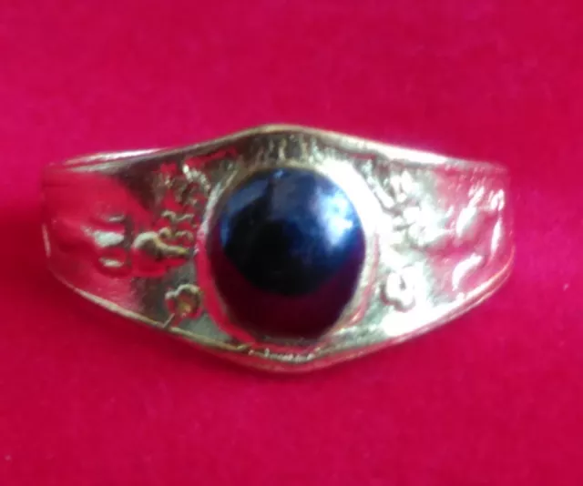 Ring Leklai Mekkapas LP.Oim Buddha Talisman Brass Yant Thai amulet Size 8.75
