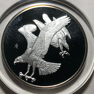 1970 Franklin Mint Robert Bird Ospreys 2 Ounce .925 Silver Proof Medal