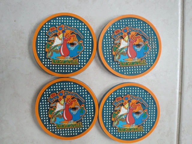New 4 Its 5 O'clock Somewhere Jimmy Buffett Margaritaville Rubber Drink Coasters
