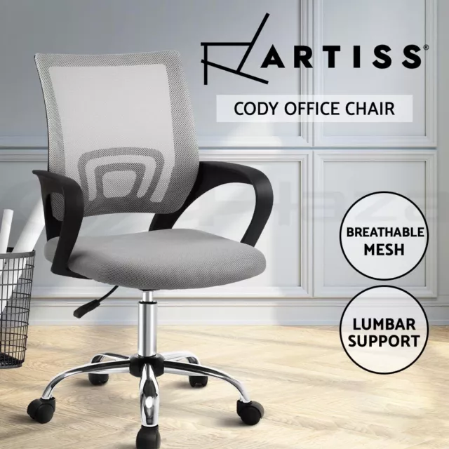 Artiss Mesh Office Chair Computer Gaming Desk Chairs Work Study Mid Back Grey