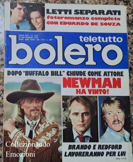 Bolero teletutto n.1534- del 1976 Paul Newman-Brando-Redford-Niki Lauda