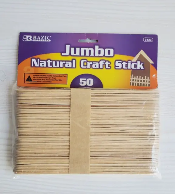 JUMBO WOODEN POPSICLE STICKS 6 x 3/4 Wood Craft Stick School Art