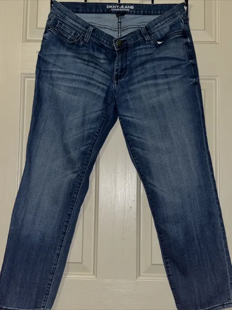 DKNY 10 P Bleeker Boyfriend Dark Wash Stretch Denim Jeans