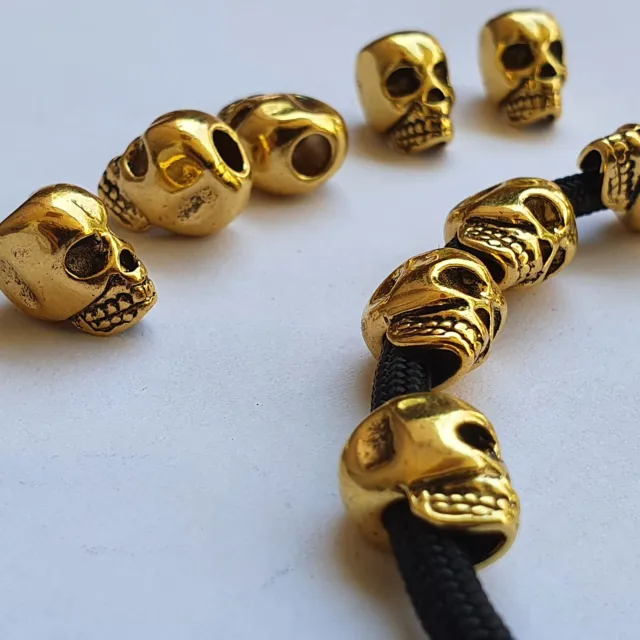 Totenkopf Großlochperlen Basteln Spacer Beads Metallperlen Paracord Skull