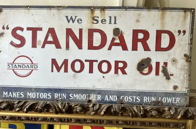 We Sell "Standard" Motor Oil Porcelain One-Sided Sign 18" x 36"