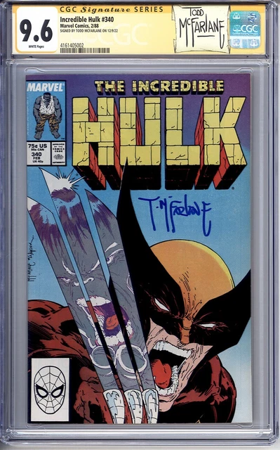 Incredible Hulk #340 Cgc 9.6 Wp Ss Signed Todd Mcfarlane Custom Label Wolverine