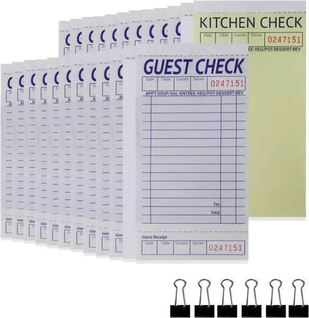 Books] Guest Checks Server Note Pads, 2-Part Carbonless Guest Check Pads Order P