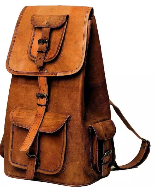 vintage Backpack leather bag tasche beutel bag Echt Leder Rucksack umhängetasche