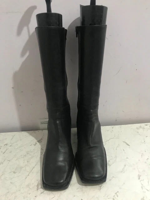 SALAMANDER GENUINE LEATHER Uk Size 6 Womens Black Mid Calf Boots