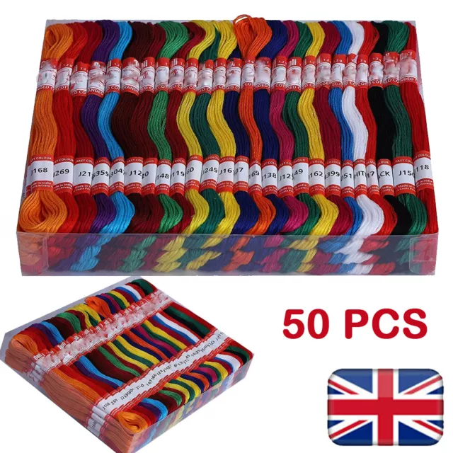 50x Multi DMC Color Cross Stitch Cotton Embroidery Thread Floss Sewing Skeins