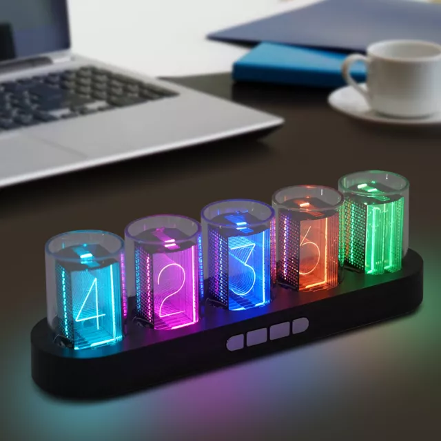 5-digit LED Creative Clock Retro Nixie Tube Clock Calendar and Stopwatch