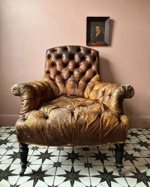 Antique Leather Armchair 19th Century 2