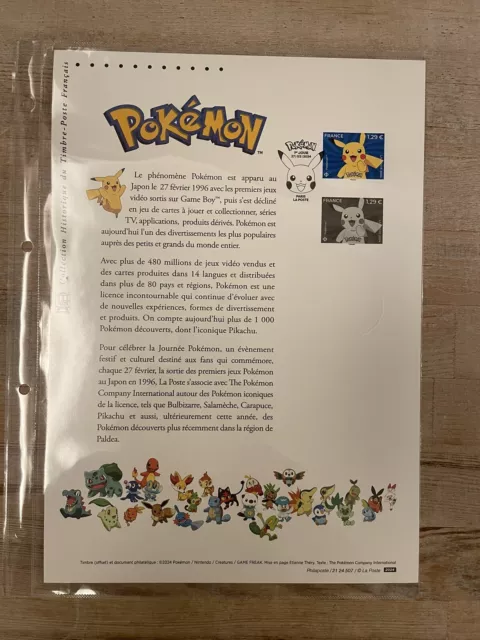 Document Philatélique Timbre Pokémon Pikachu La Poste