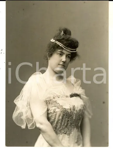 1930 ca TEATRO Ritratto di attrice con perle tra i capelli *Foto ALINARI 11x16