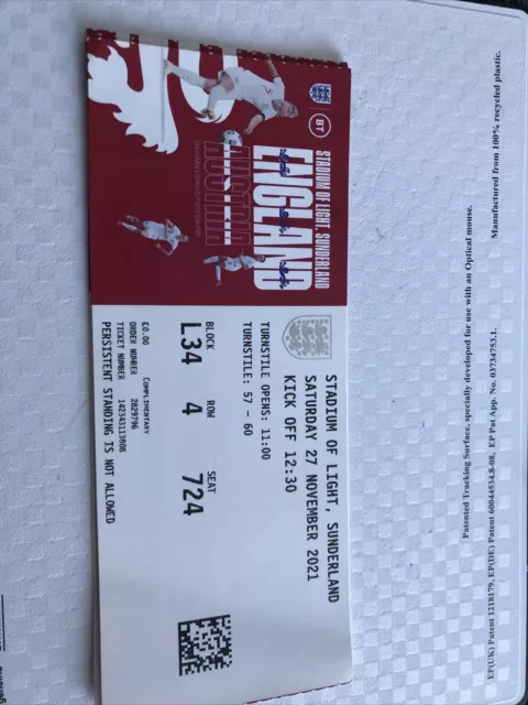 England V Austria Women’s World Cup Qualifier 27th Nov 2021…Match Ticket