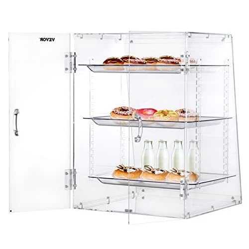 Pastry Display Case, 3-Tier Removable Shelves Bakery Display Case, Clear